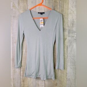 INC International Concept Small Ribbed Knit V-Neck 3/4 Sleeve Top (Honey…